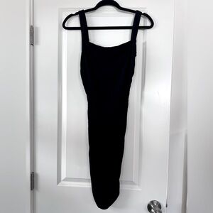 MANGO little black ruched dress